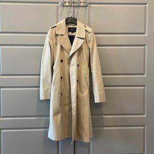 J. Crew classic trench coat, khaki, size 0